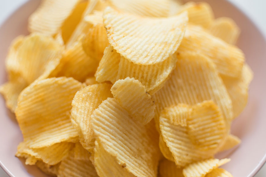 Ridged potato chips