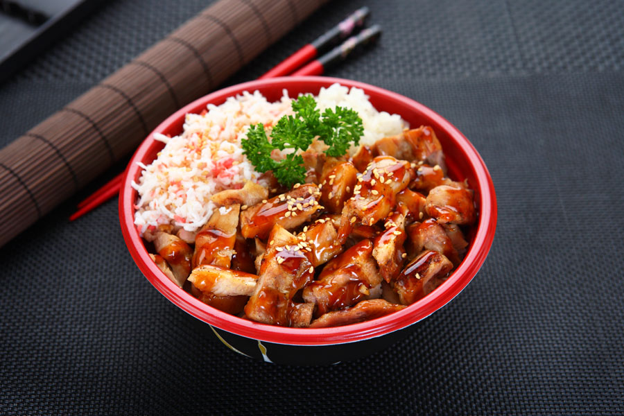 Japanese chicken with white rice.
