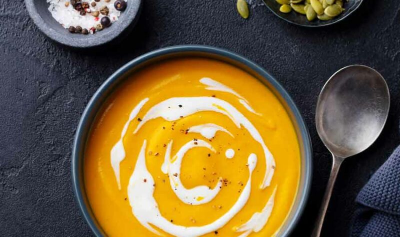 A bowl of autumn squash soup