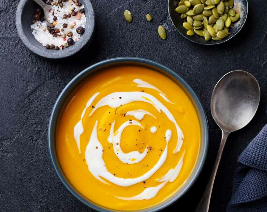 A bowl of autumn squash soup