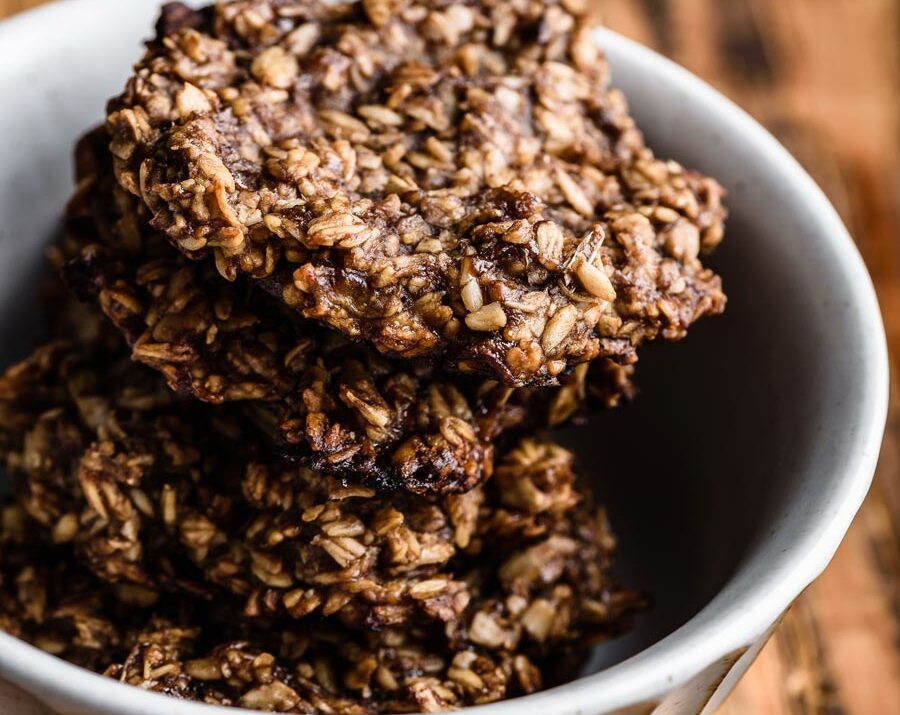 Chocolate Banana Oatmeal Cookies in a white bowl