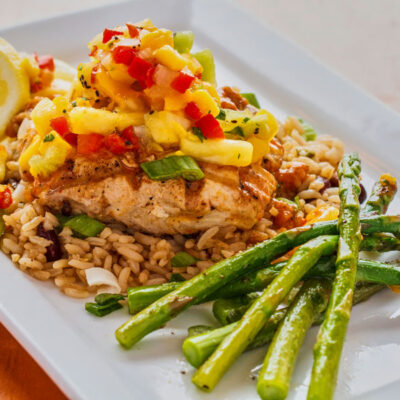 Grilled Salmon w/ Pineapple Salsa