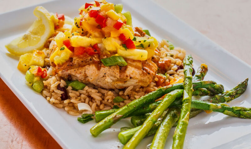 Grilled Salmon w/ Pineapple Salsa