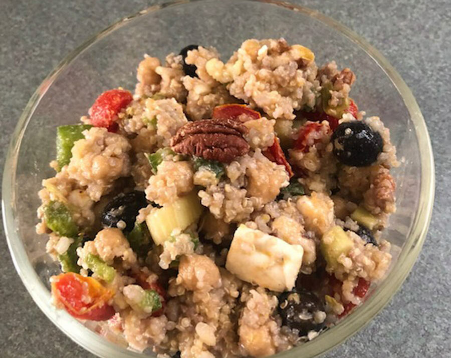 Quinoa Salad in a glass bowl