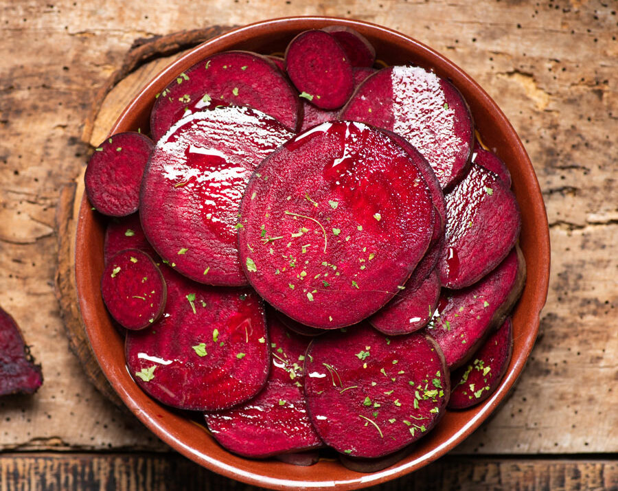 A bowl of simple beet salad