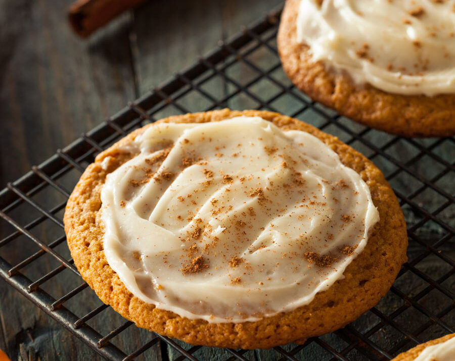 Pumpkin Cookies with frosting