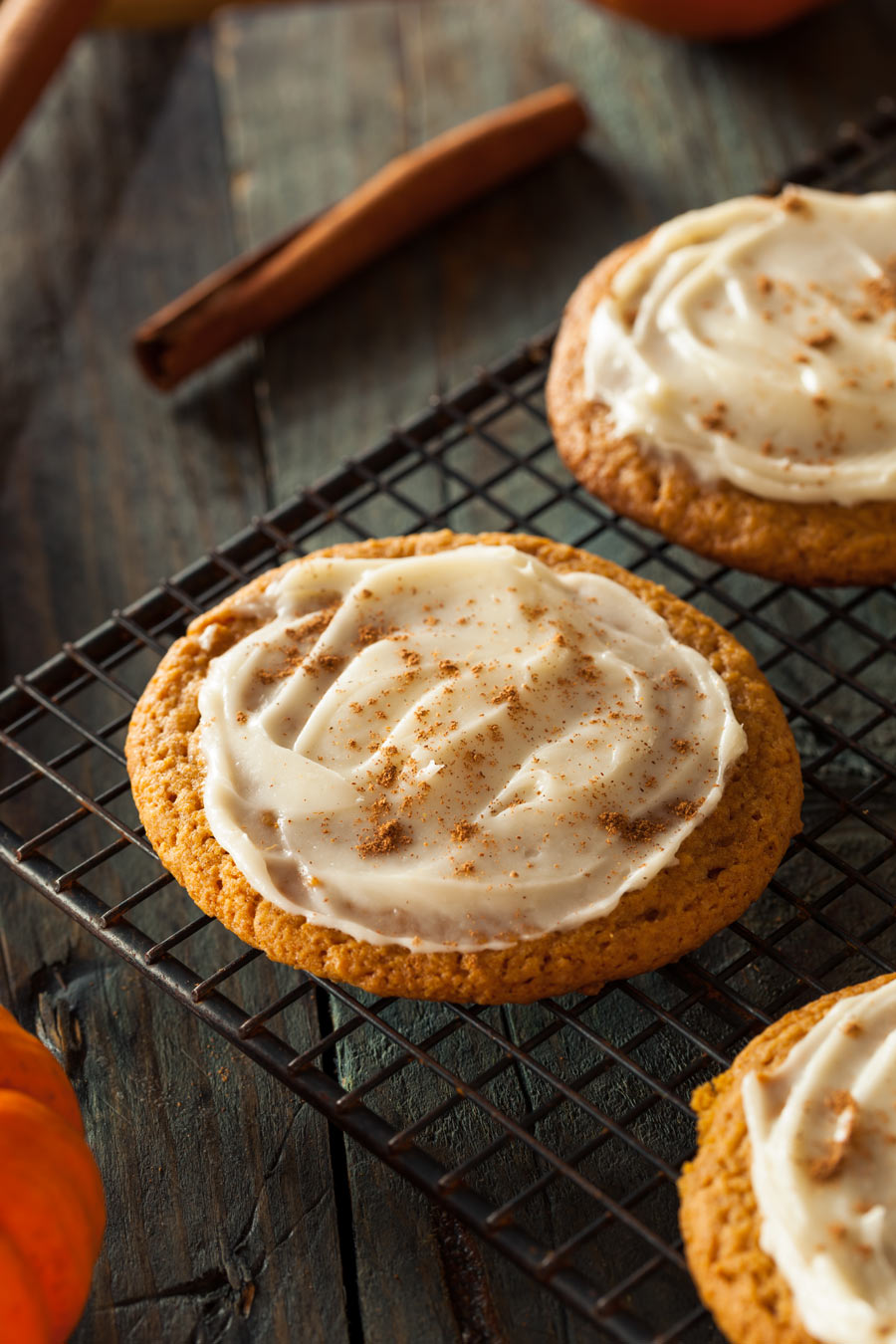 Pumpkin Cookies with frosting