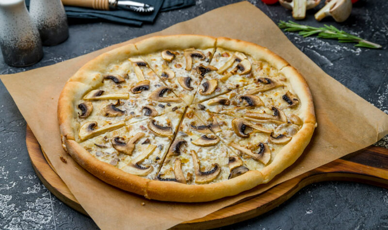 White Pizza with mushrooms