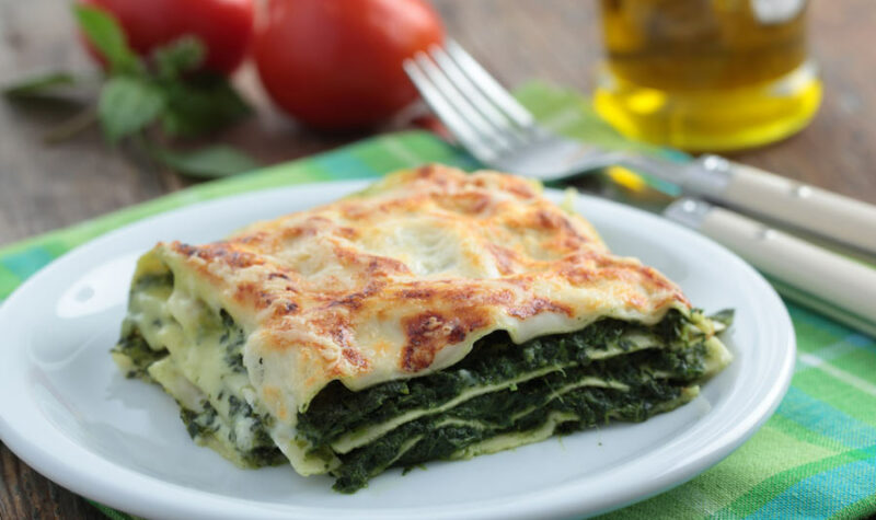 Spinach Lasagna on a white plate