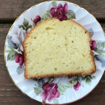 Lemon Loaf on colorful plate