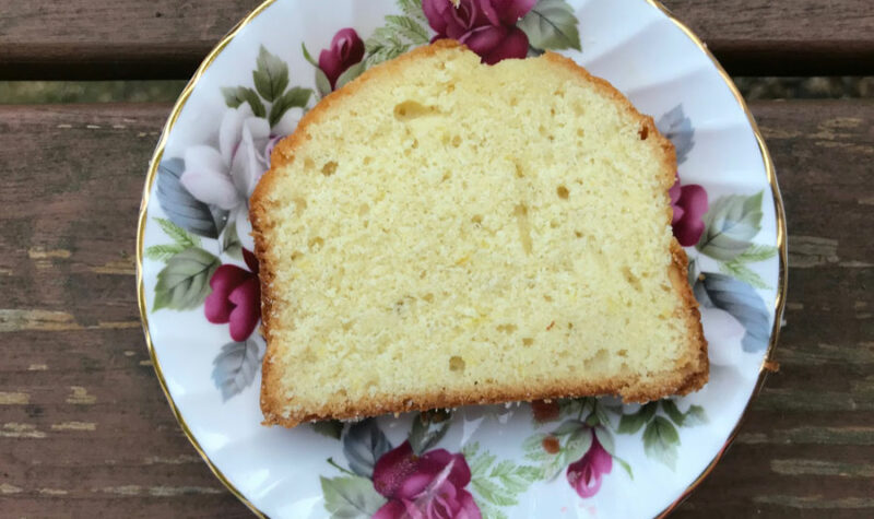 Lemon Loaf on colorful plate