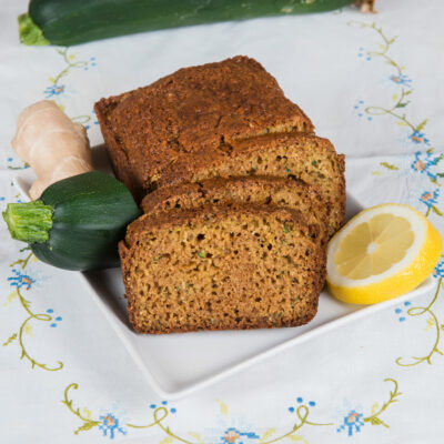 Lemon Zucchini Bread on a white plate