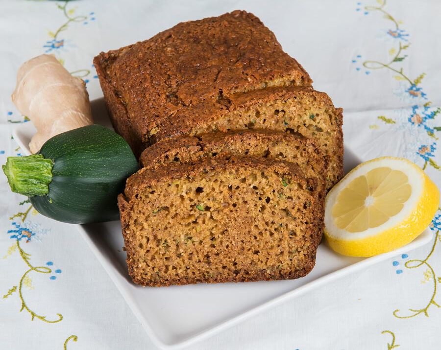 Lemon Zucchini Bread on a white plate