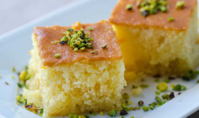 A piece of pistachio yellow cake.