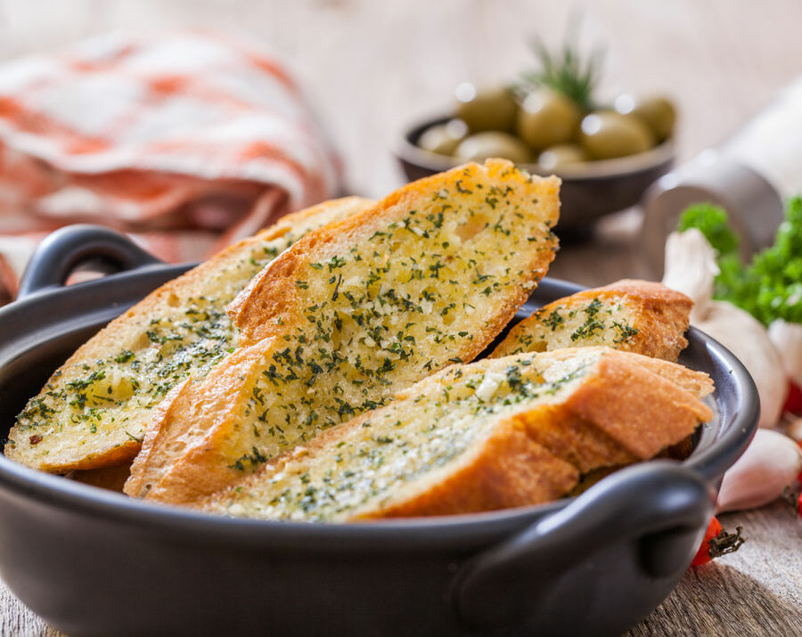 Garlic parmesan bread with herbs