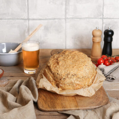 Beer with freshly baked bread