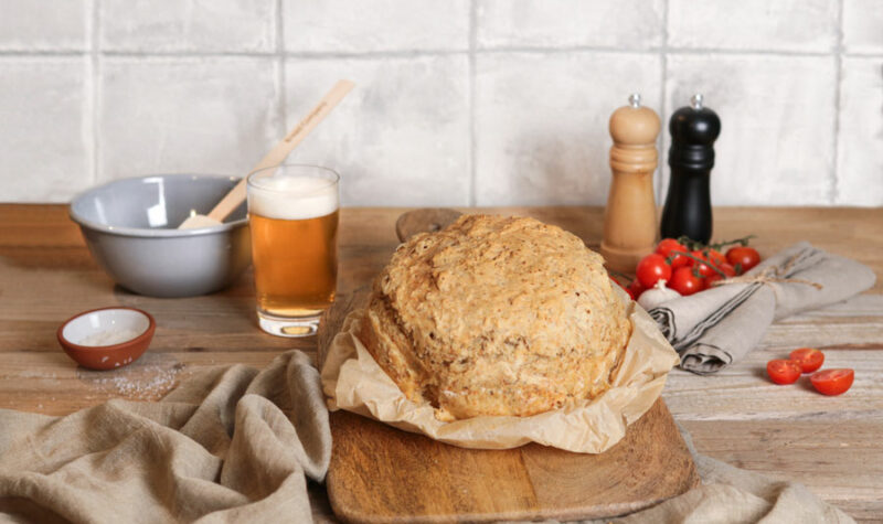 Beer with freshly baked bread