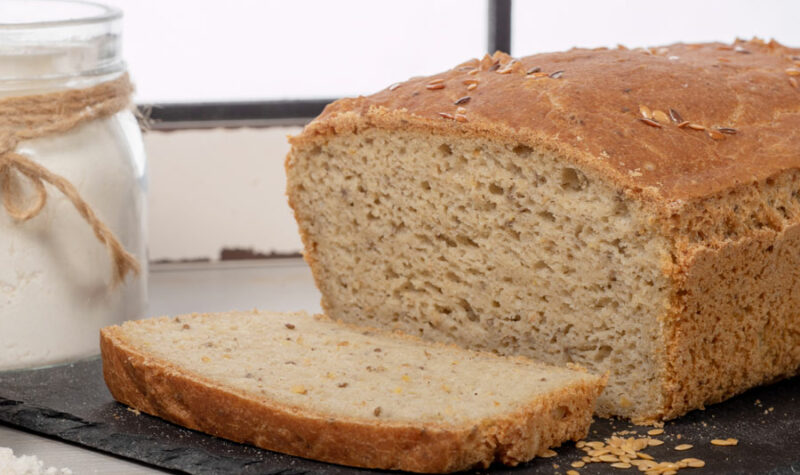 Homemade oat bread on a cutting board