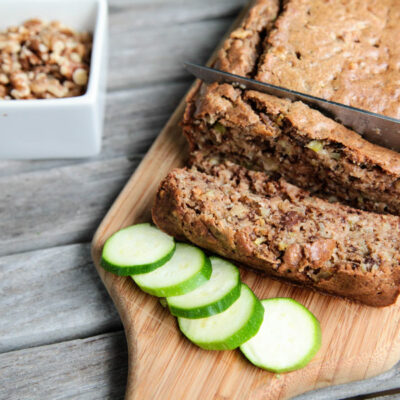 Zucchini bread on a cutting board