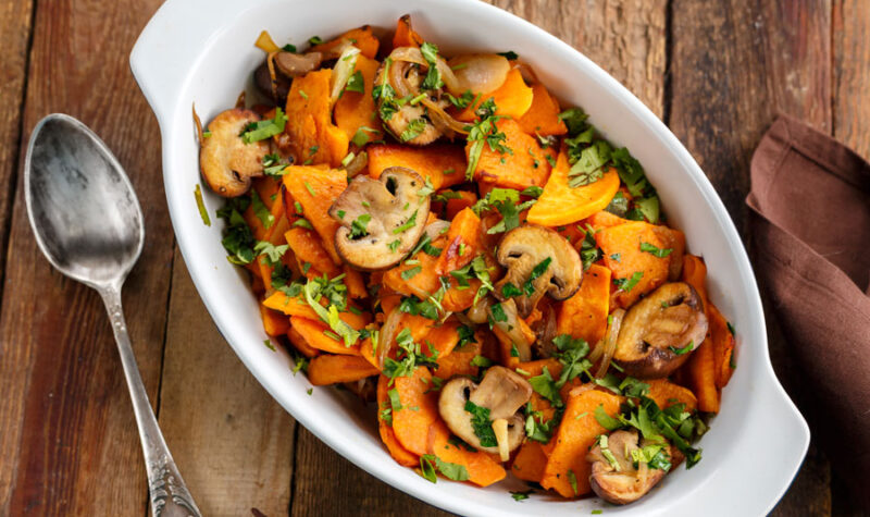 Root veggies in a pan