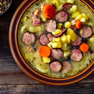 Potato Turkey Kielbasa Soup in a bowl