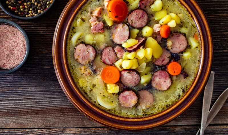 Potato Turkey Kielbasa Soup in a bowl