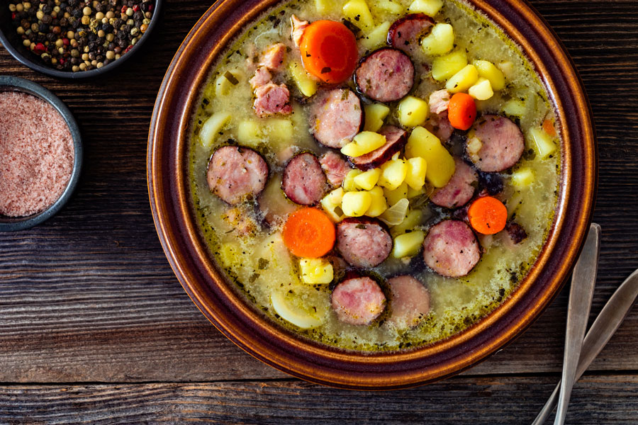 Potato Turkey Kielbasa Soup in a bowl