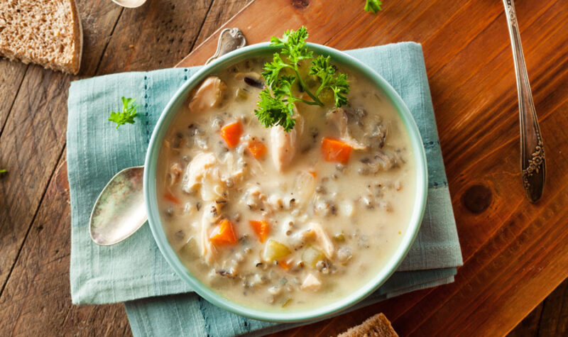 Wild Rice Soup w/ carrots and chicken