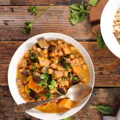 Roasted Veggie Salad with Feta Sauce