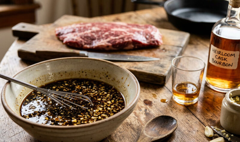 Bourbon steak marinade in a bowl